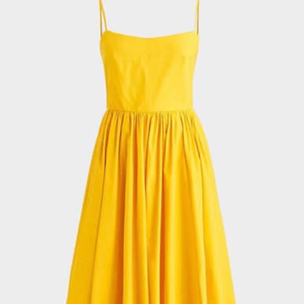 J CREW Cotton stretch Poplin midi dress solar yellow - US SIZE 14  - Nearly new
